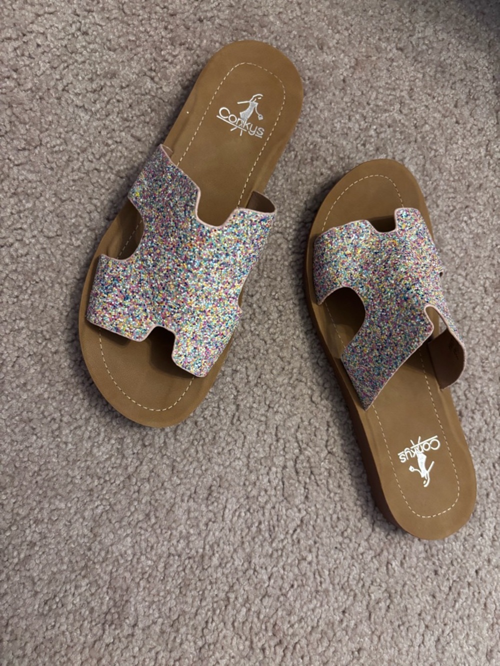 Corky’s Glitter Slide Sandals in Multicolor
